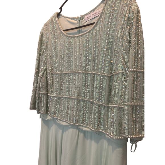 MAC DUGGAL 9180 Sage Chiffon Beaded 3/4 Sleeve Gown Size 14 NWOT - Picture 7 of 8